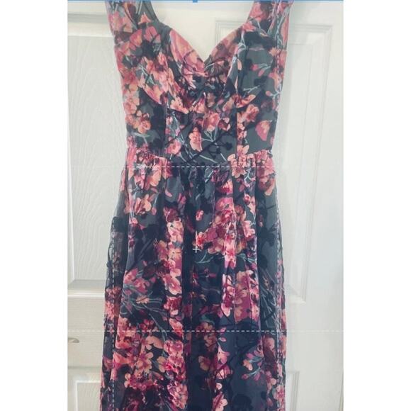 Unique Vintage Floral Burn Out Off the Shoulder Swing Dress 50s Sz M #33 - Picture 3 of 3
